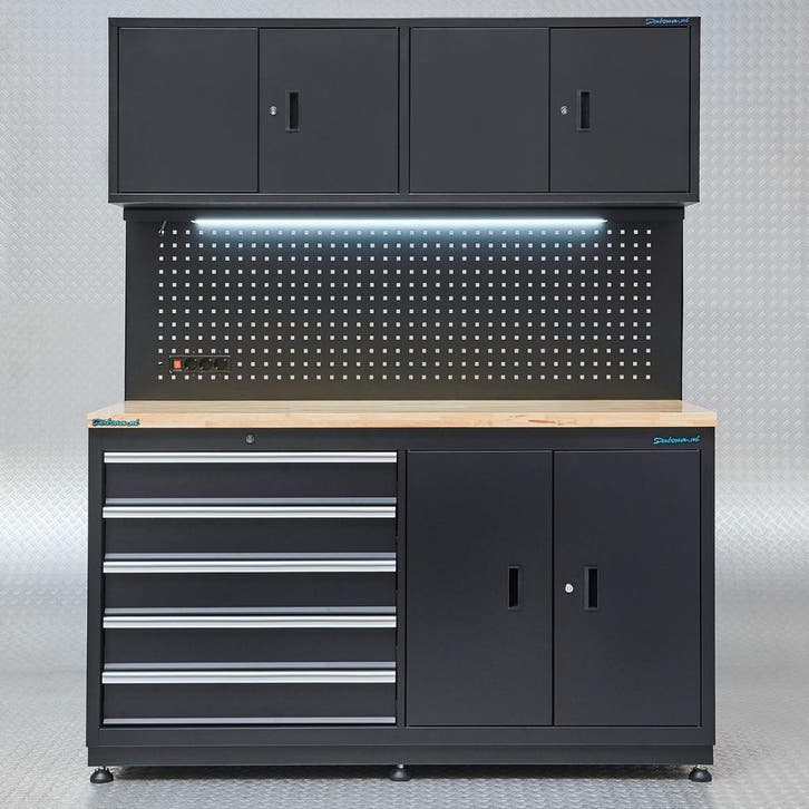 Datona Werkbank garage 160 cm - Datona - Zwart, Doe-het-zelf en Bouw, Werkbanken, Ophalen of Verzenden