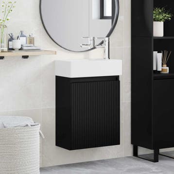 vidaXL Badkamermeubel met kraan Zwart 45,5 x 22,5 x 84 cm, Verzenden, Nieuw