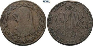 Penny Token 1787 Großbritannien George Iii 1760-1820, Verzenden, België