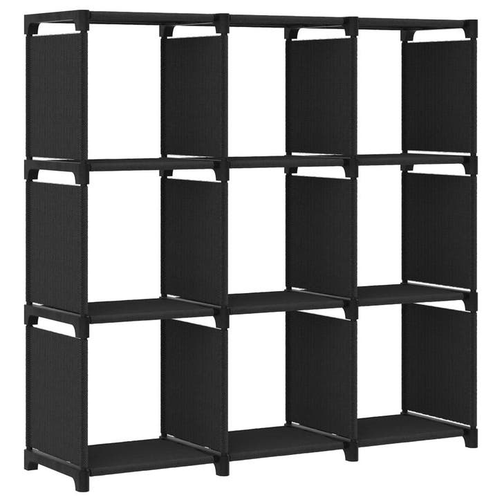 vidaXL Kast met 9 vakken 103x30x107,5 cm stof zwart, Huis en Inrichting, Kasten | Boekenkasten, Nieuw, Verzenden