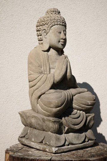 Statua Buddha Antico in Pietra Arenaria 52 cm - Beeld -