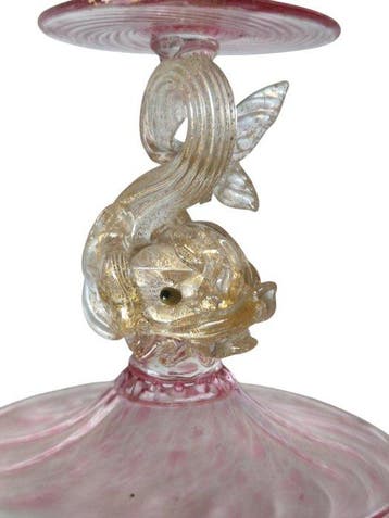 Vetro Veneziano Rosa ed Oro Sommerso 24K - vetrerie Salviati, Antiquités & Art