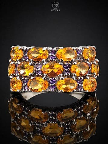 Sans prix de réserve - Bague Bague citrine et améthyste -