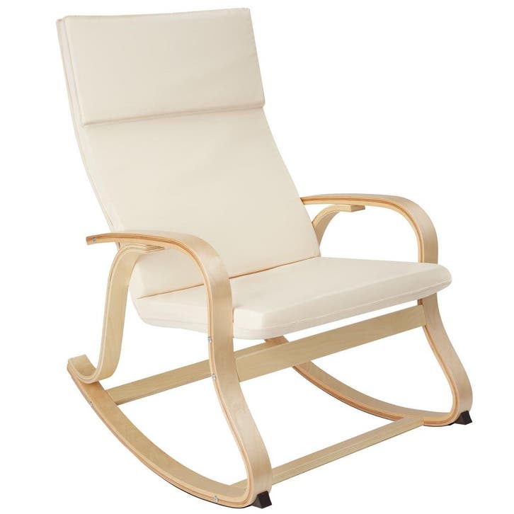 tectake Schommelstoel Roca van berkenhout 150kg - beige, Maison & Meubles, Chaises, Envoi
