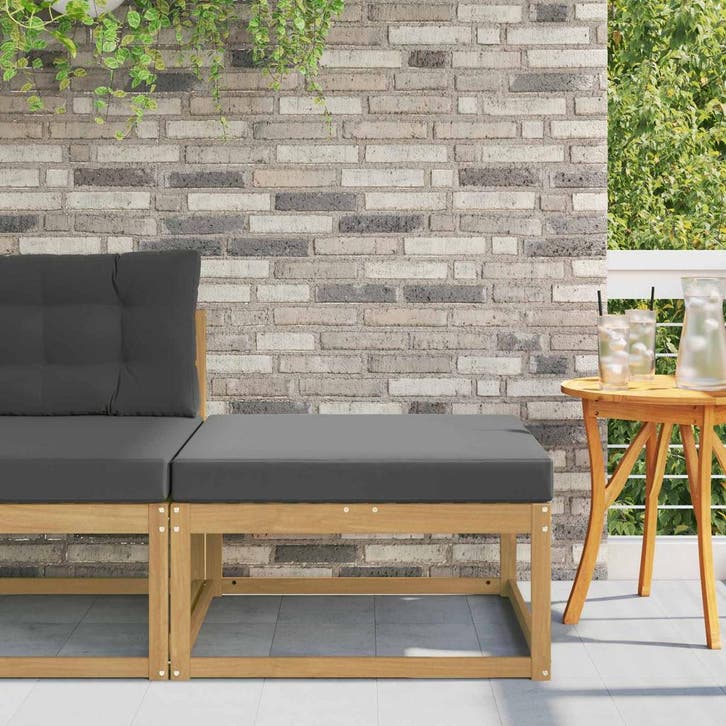 vidaXL Buiten Voetenbank Polyester Wit, Tuin en Terras, Tuinsets en Loungesets, Nieuw, Verzenden