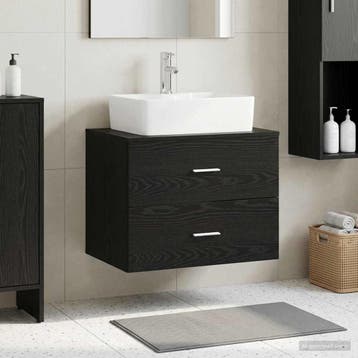 vidaXL Wandgemonteerde Badkamerkast Zwart eiken 62,5 x 44,5, Huis en Inrichting, Verzenden, Nieuw