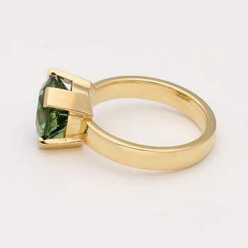 Bague - 18 carats Or jaune - grenat tsavorite