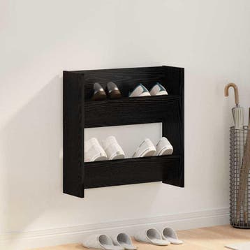 vidaXL Schoenenkast 60 x 18 x 60 cm Bewerkt hout Zwart eiken, Verzenden