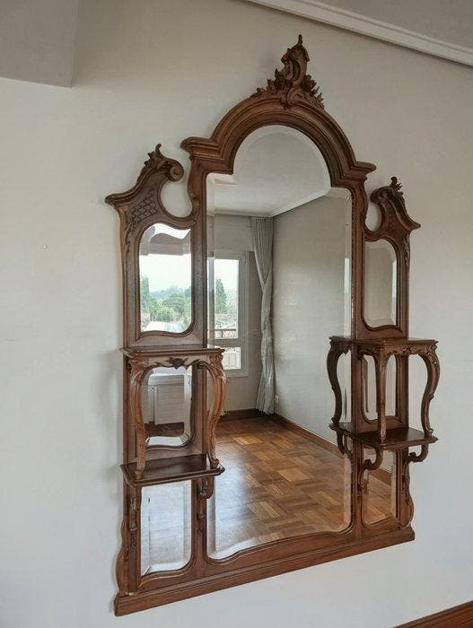 Alejandro Madariaga - Miroir mural - Acajou - Miroir en, Antiek en Kunst, Antiek | Overige Antiek