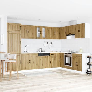 vidaXL Waskompkast Lucca 2 st Artisan Eiken Bewerkt hout, Verzenden, Nieuw