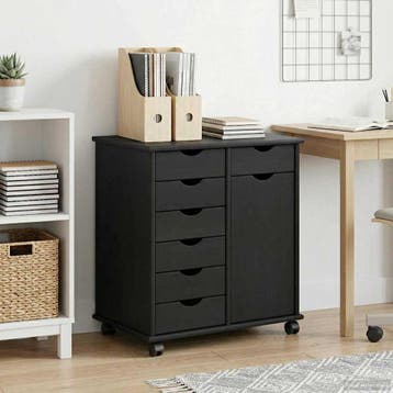 vidaXL Rollende kast 63,5 x 39 x 65,5 cm Massief vurenhout, Huis en Inrichting, Kasten | Overige, Verzenden, Nieuw