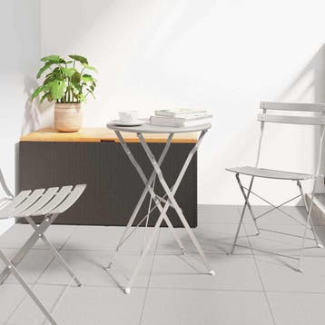 vidaXL Bistrotafel Beige Ø 50 x 71 cm Poedergecoat staal, Tuin en Terras, Verzenden, Nieuw