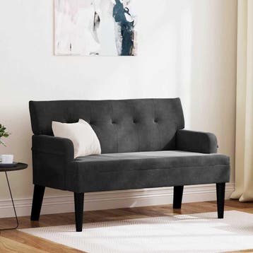 vidaXL Chesterfield Bank Zwart 112 x 65,5 x 75 cm Fluweel, Verzenden