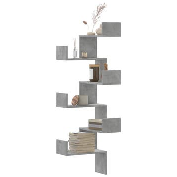 vidaXL Hoekwandschap 45x45x147 cm bewerkt hout betongrijs, Verzenden