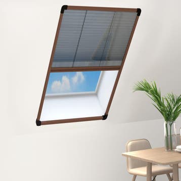 vidaXL Raamhor plissé 80x160 cm aluminium bruin, Doe-het-zelf en Bouw, Verzenden, Nieuw