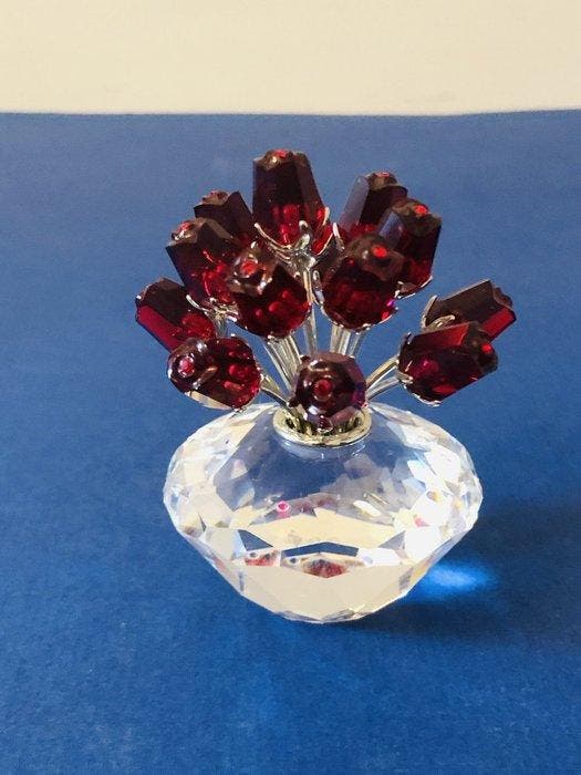 Swarovski - Beeldje - Vase of red Roses, 2 Butterfly, Four, Antiek en Kunst, Curiosa en Brocante