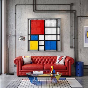 Artxlife - Lego Mondrian Composition in Red, Blue, and, Nieuw