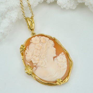 Zilver, Verguld - Cameo - Handgegraveerde camee