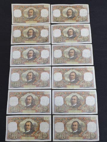 France. - 12 x 100 Francs - various dates - Pick 149 (Sans