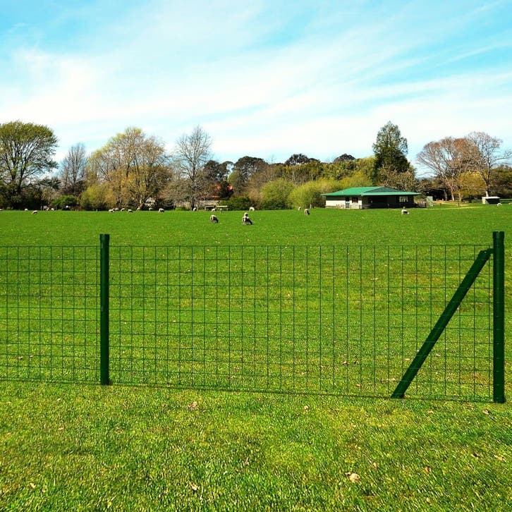 vidaXL Eurohek 10x0,8 m staal groen, Tuin en Terras, Tuinhekken en Hekwerk, Nieuw, Verzenden