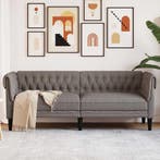 vidaXL Driezitsbank / zetel Chesterfield-stijl stof taupe, Huis en Inrichting, Zetels | Zetels, Verzenden, Nieuw
