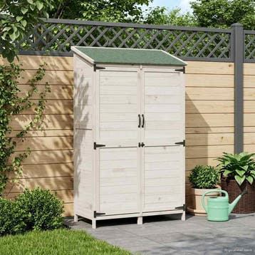 vidaXL Tuin Shed met dak Wit 106,5 x 56 x 176 cm Massief, Verzenden