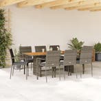 vidaXL 9-delige Tuinset met kussens poly rattan grijs, Verzenden, Tuinset