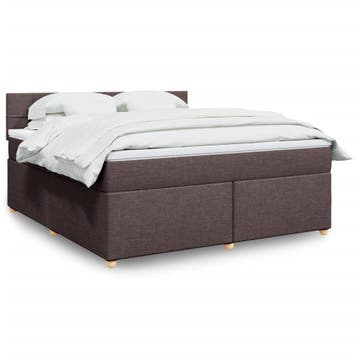 vidaXL Boxspring met matras stof donkerbruin 180x200 cm, Verzenden