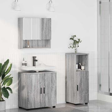 vidaXL Badkamermeubel Set 3 st Grijs Sonoma 61 x 35 x 64 cm, Verzenden