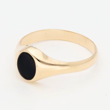 Sans prix de réserve - Bague - 14 carats Or jaune - Onyx, Handtassen en Accessoires, Ringen, Nieuw