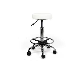 Tabouret Wit - Standaard Zithoogte met Voetsteun, In hoogte verstelbaar, Nieuw