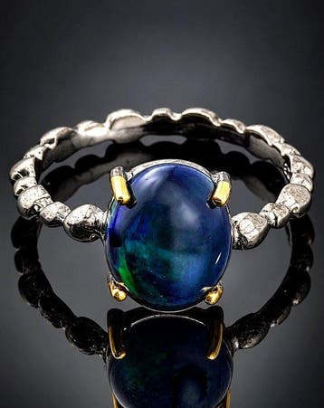 Zwarte opaal statement ring - 925 Sterlingzilver -