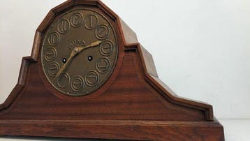 Amsterdamse School klok - MUNDI - Art Deco -eiken - messing