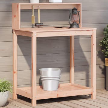 vidaXL Oppottafel met schappen 82,5x50x109,5 cm massief, Verzenden