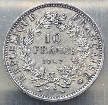 Frankrijk. Ve République. 10 Francs 1967 Hercule (Zonder