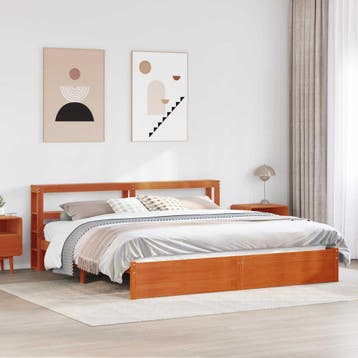 vidaXL Bedframe met plank Wasbruin 180 x 200 cm Massief, Huis en Inrichting, Verzenden, Nieuw