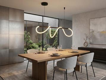Veiling - Hanglamp Zand Zwart 110cm 40W LED CCT 3 Kleur + Di, Nieuw