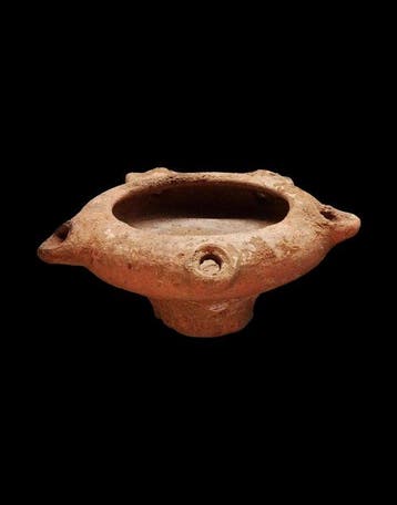 Oud-Romeins Terracotta - Zeer zeldzame olielamp met 5 tuiten