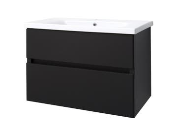 Quick-Black-Greeploos meubel onderkast + wastafel 80 cm, Huis en Inrichting, Badkamer | Badkamermeubels, Ophalen of Verzenden