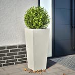 vidaXL Plantenbak 35x35x75 cm staal wit, Tuin en Terras, Bloempotten, Verzenden, Nieuw