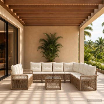 vidaXL Tuinbank Set 10 st Beige poly rattan, Verzenden, Nieuw