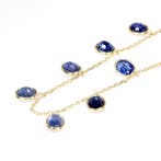 Halsketting - 18 karaat Geel goud - 8.17ct. tw. Saffier -, Nieuw