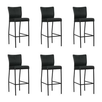 Set van 6 Leren barkruk Revolt hoog - Toledo Nero (zwart) -, Nieuw, Leer, Ophalen of Verzenden, 90 cm of meer