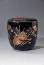 Mirugai (zeewier en schelpen) Maki-e zwarte lak O-Natsume