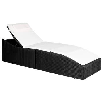 vidaXL Ligbed met kussen poly rattan zwart, Verzenden