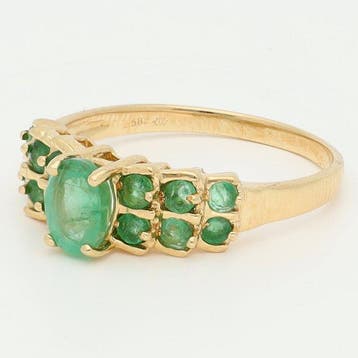 Bague - 14 carats Or jaune - émeraude