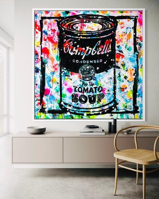 Mikko - Campbells Soup Splash On Frame - XXL (NO RESERVE!), Antiek en Kunst, Kunst | Schilderijen | Modern