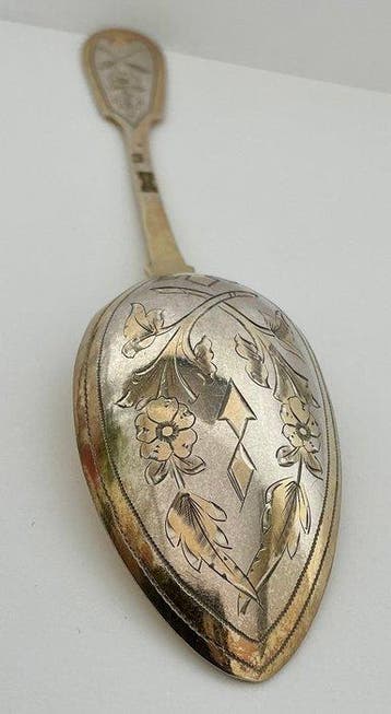 Tafelservies - .875 (84 Zolotniki) zilver - Versierde lepel, Antiek en Kunst