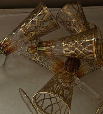 ISMIE LUX - Drinkservies (6) - luxe rode fluit in goud -