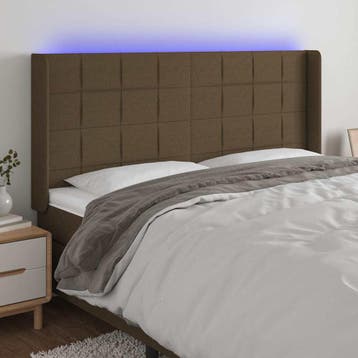 vidaXL Hoofdbord LED 163x16x118/128 cm stof donkerbruin, Verzenden